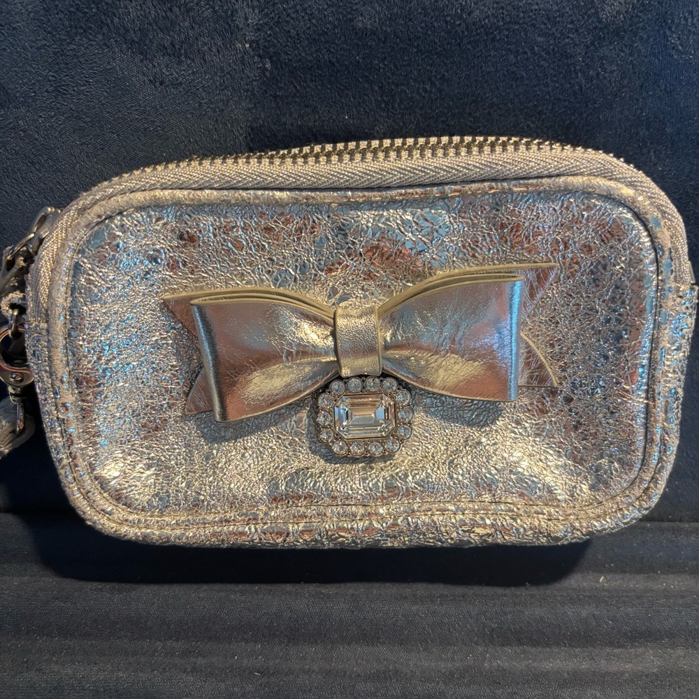 My Flat in London Silver Clutch with Jeweled Bow Accent - Picture 3 of 16